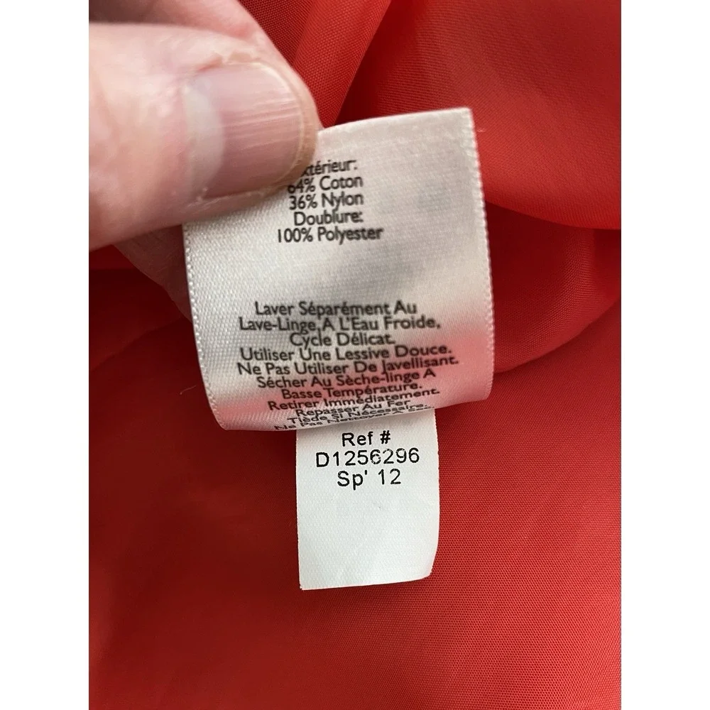 Eddie Bauer Women's M Red Cotton Nylon Blend Lined Button Up Mid-Length Coat